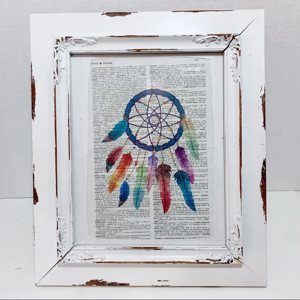 Dictionary Art Print Dreamcatcher Dream Catcher Feathers, Vintage Art Print
